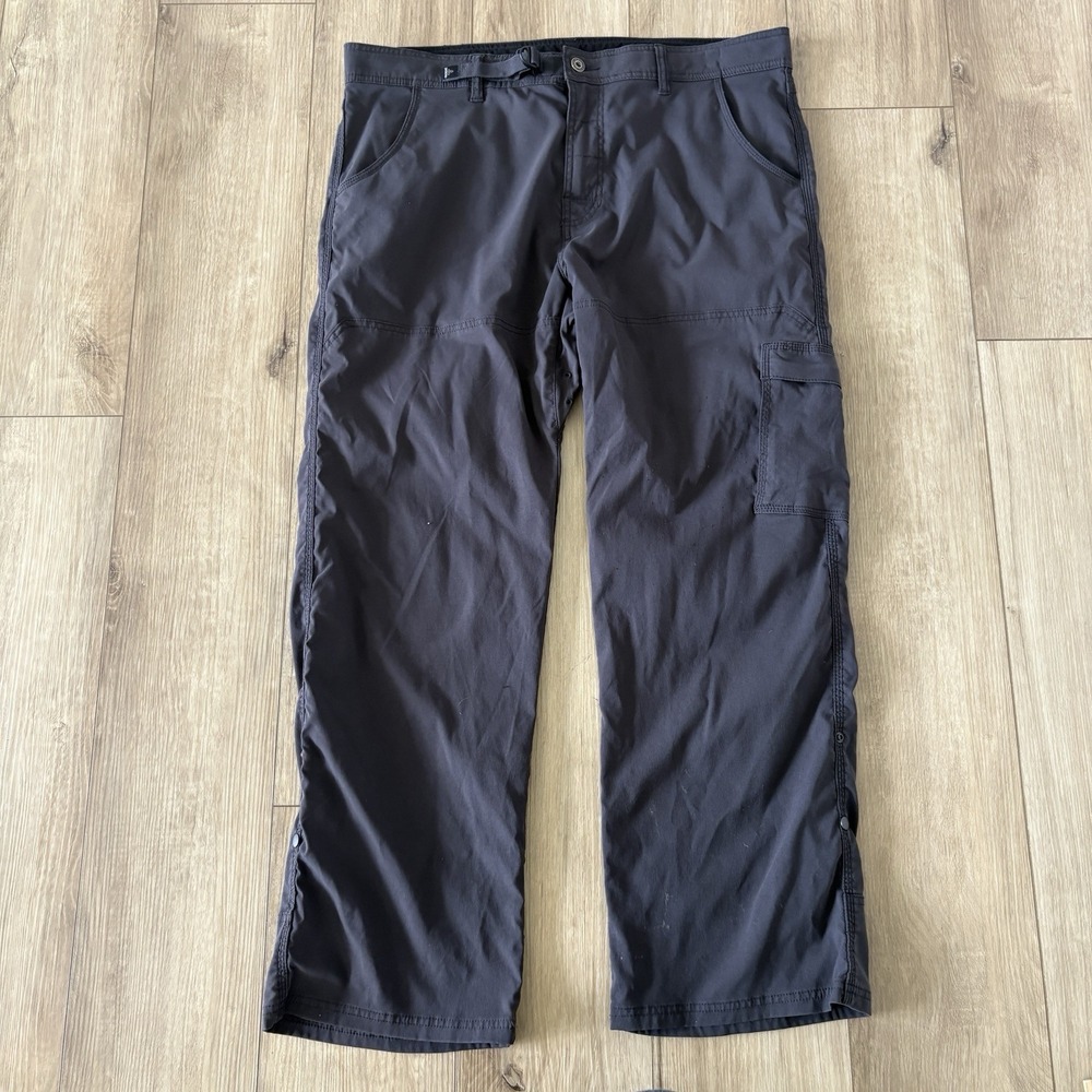 PrAna Pants Mens XXL 30" Gray Stretch Nylon Hiking Cargo Outdoor Travel Climbing